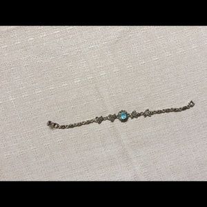 Blue topaz and silver bracelet. 7.5 inch